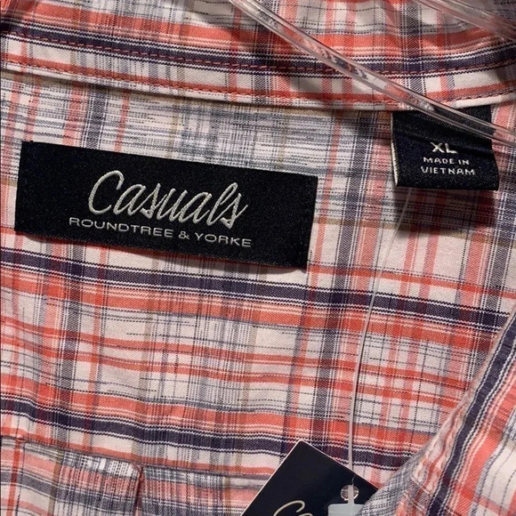 Roundtree & Yorke Shirt Plaid Casual Button Down X Large NWT - Picture 7 of 10